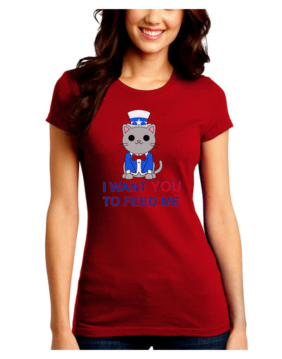 Patriotic Cat I Want You Juniors Crew Dark T-Shirt by TooLoud-T-Shirts Juniors Tops-TooLoud-Red-Juniors Fitted Small-Davson Sales