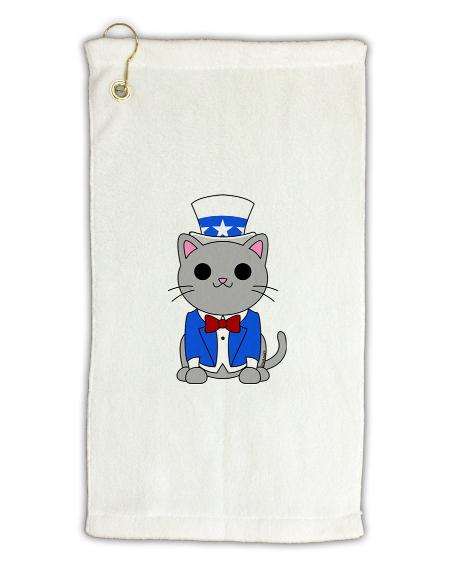 Patriotic Cat Micro Terry Gromet Golf Towel 16 x 25 inch by TooLoud-Golf Towel-TooLoud-White-Davson Sales