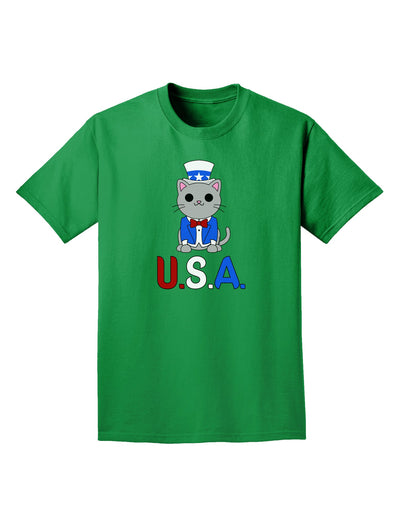 Patriotic Cat - USA Adult Dark T-Shirt by TooLoud-Mens T-Shirt-TooLoud-Kelly-Green-Small-Davson Sales