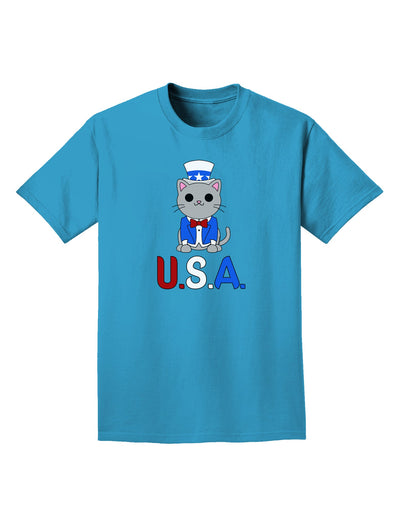 Patriotic Cat - USA Adult Dark T-Shirt by TooLoud-Mens T-Shirt-TooLoud-Turquoise-Small-Davson Sales