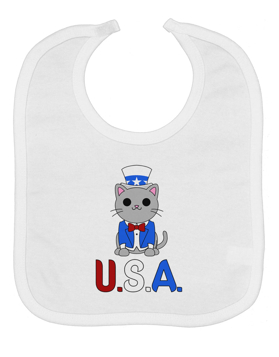 Patriotic Cat - USA Baby Bib by TooLoud