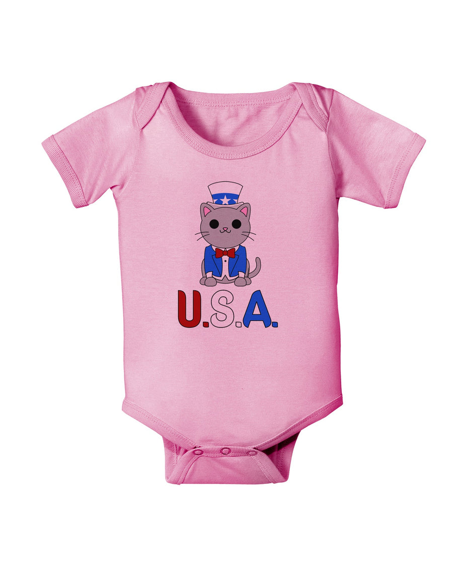 Patriotic Cat - USA Baby Romper Bodysuit by TooLoud-Baby Romper-TooLoud-White-06-Months-Davson Sales