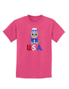 Patriotic Cat - USA Childrens Dark T-Shirt by TooLoud-Childrens T-Shirt-TooLoud-Sangria-X-Small-Davson Sales