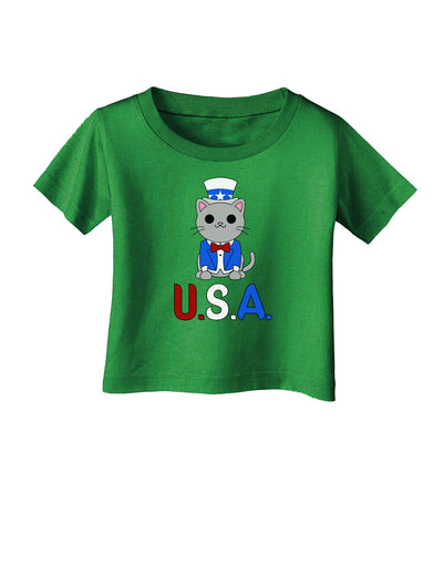 Patriotic Cat - USA Infant T-Shirt Dark by TooLoud-Infant T-Shirt-TooLoud-Clover-Green-06-Months-Davson Sales