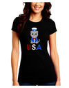 Patriotic Cat - USA Juniors Crew Dark T-Shirt by TooLoud-T-Shirts Juniors Tops-TooLoud-Black-Juniors Fitted Small-Davson Sales