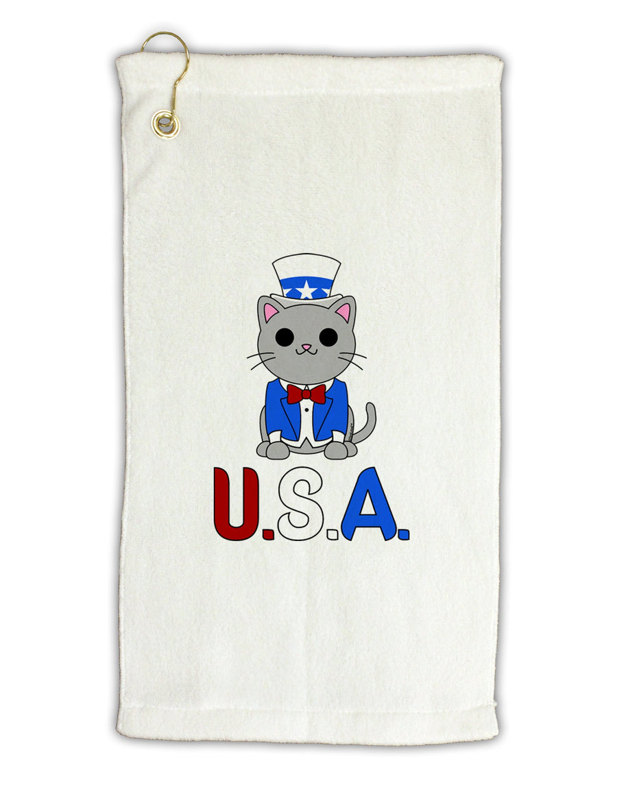 Patriotic Cat - USA Micro Terry Gromet Golf Towel 16 x 25 inch by TooLoud-Golf Towel-TooLoud-White-Davson Sales