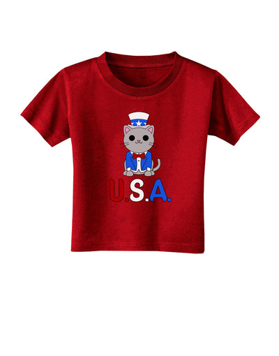 Patriotic Cat - USA Toddler T-Shirt Dark by TooLoud-Toddler T-Shirt-TooLoud-Red-2T-Davson Sales