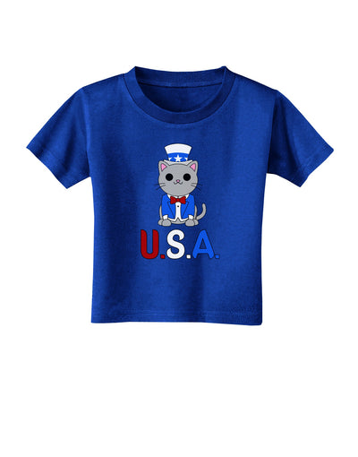 Patriotic Cat - USA Toddler T-Shirt Dark by TooLoud-Toddler T-Shirt-TooLoud-Royal-Blue-2T-Davson Sales