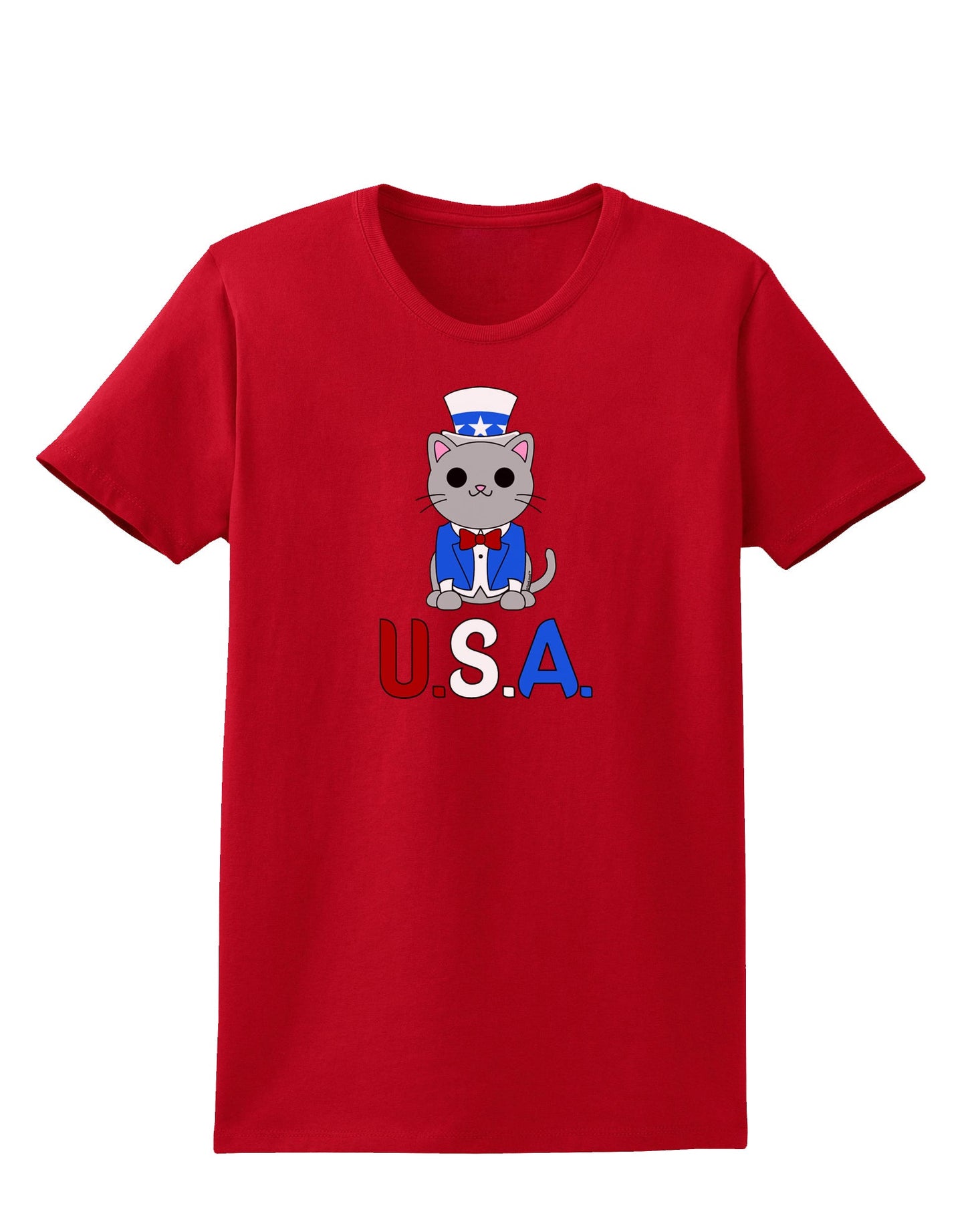 Patriotic Cat - USA Womens Dark T-Shirt by TooLoud-Womens T-Shirt-TooLoud-Red-X-Small-Davson Sales