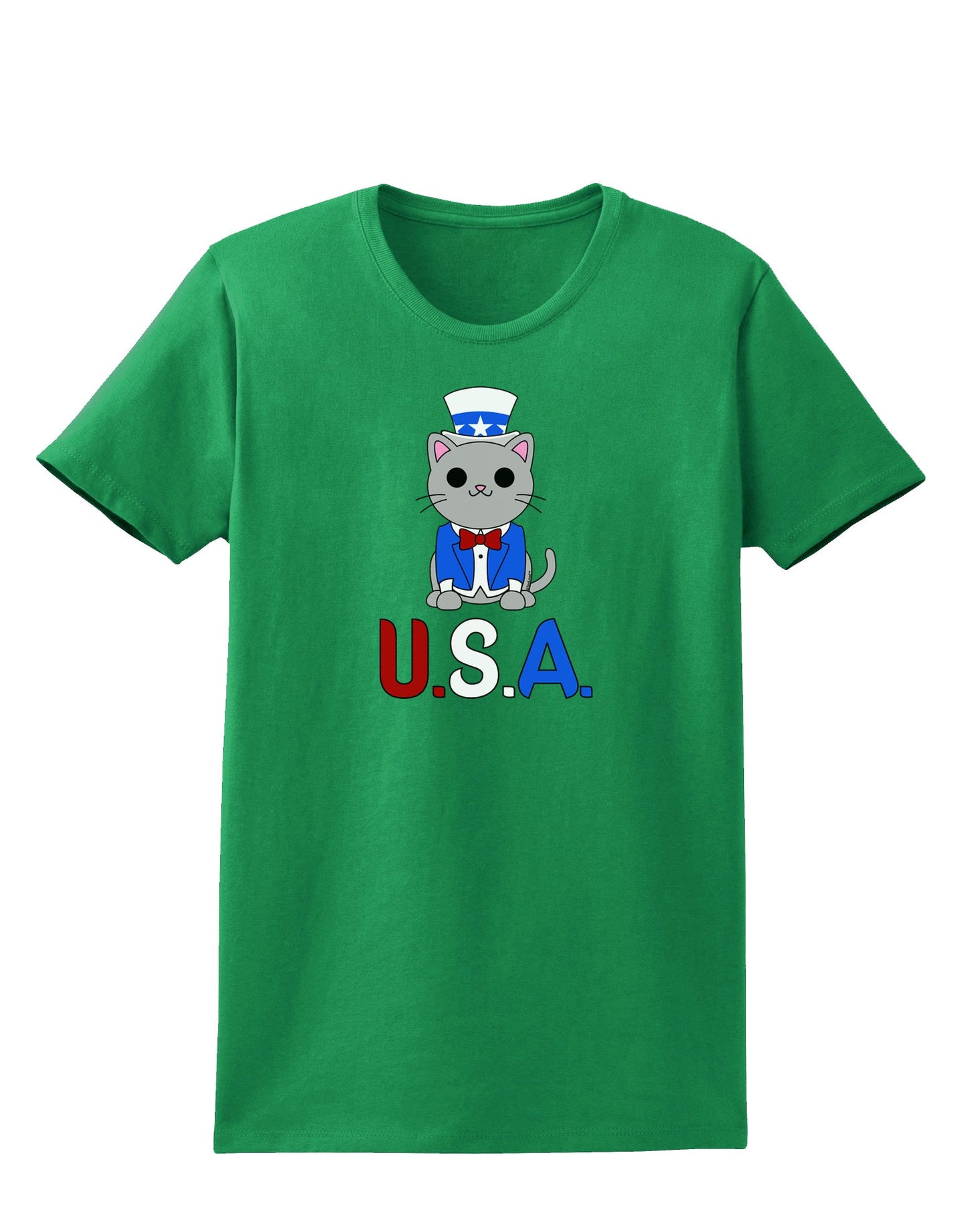 Patriotic Cat - USA Womens Dark T-Shirt by TooLoud-Womens T-Shirt-TooLoud-Kelly-Green-X-Small-Davson Sales