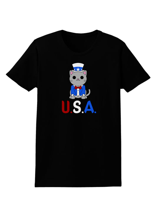 Patriotic Cat - USA Womens Dark T-Shirt by TooLoud-Womens T-Shirt-TooLoud-Black-X-Small-Davson Sales