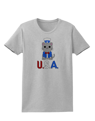 Patriotic Cat - USA Womens T-Shirt by TooLoud-Womens T-Shirt-TooLoud-AshGray-X-Small-Davson Sales