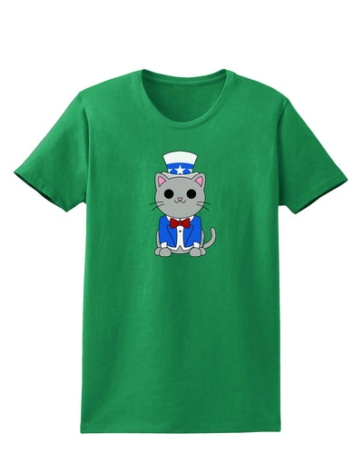 Patriotic Cat Womens Dark T-Shirt by TooLoud-Womens T-Shirt-TooLoud-Kelly-Green-X-Small-Davson Sales