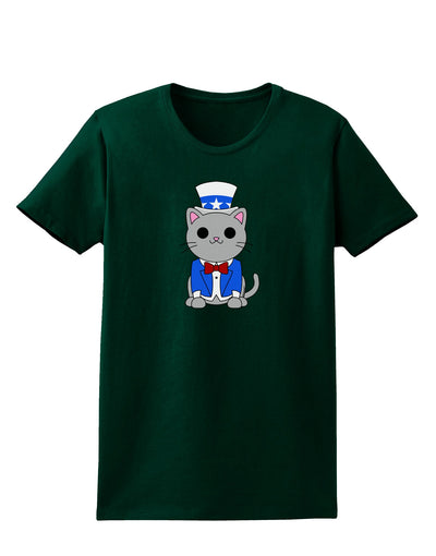 Patriotic Cat Womens Dark T-Shirt by TooLoud-Womens T-Shirt-TooLoud-Forest-Green-Small-Davson Sales