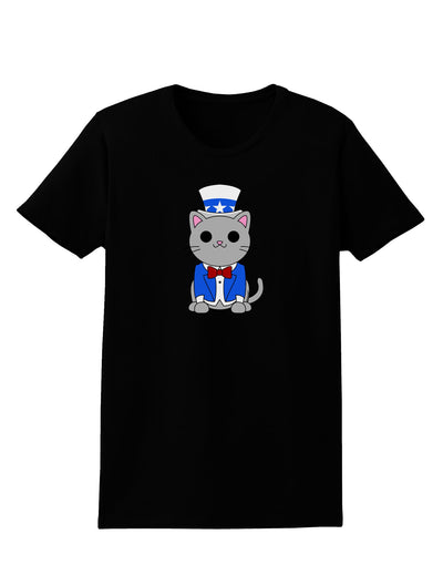 Patriotic Cat Womens Dark T-Shirt by TooLoud-Womens T-Shirt-TooLoud-Black-X-Small-Davson Sales