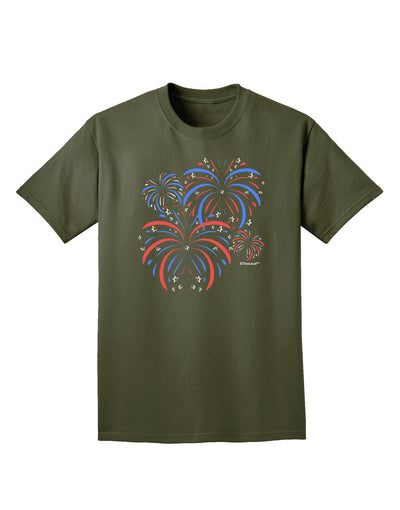 Patriotic Fireworks with Bursting Stars Adult Dark T-Shirt by TooLoud-Mens T-Shirt-TooLoud-Military-Green-Small-Davson Sales