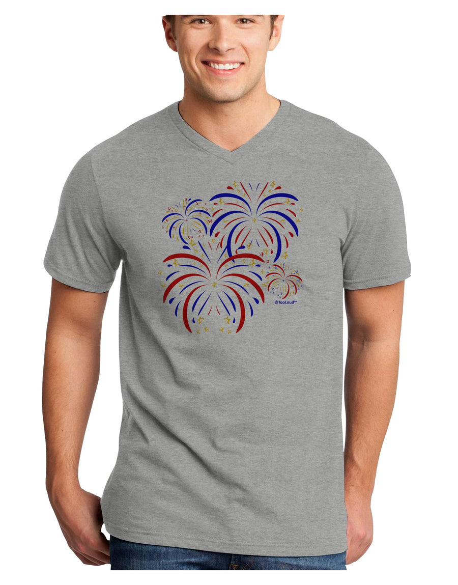 Patriotic Fireworks with Bursting Stars Adult V-Neck T-shirt by TooLoud-Mens V-Neck T-Shirt-TooLoud-White-Small-Davson Sales