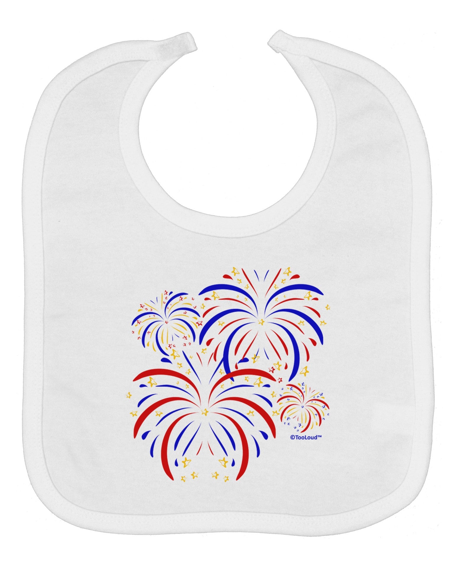 Patriotic Fireworks with Bursting Stars Baby Bib by TooLoud