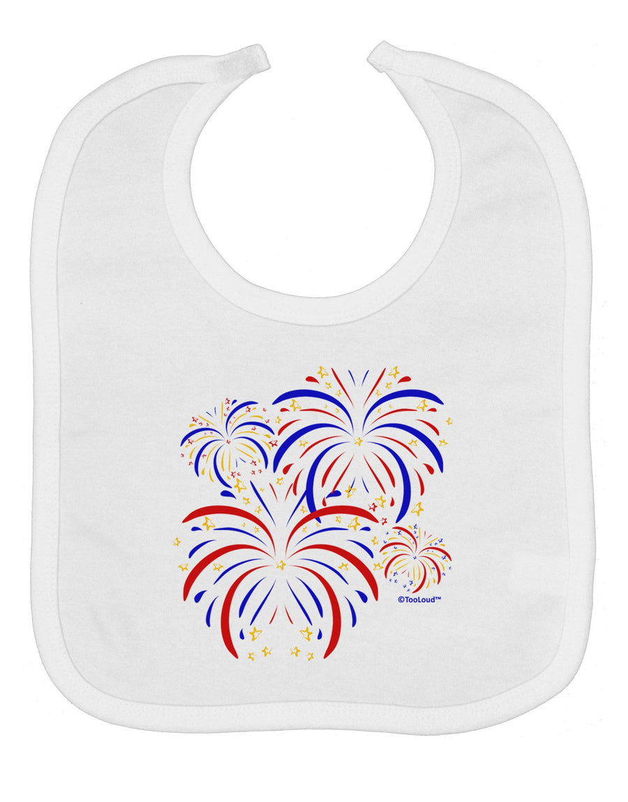 Patriotic Fireworks with Bursting Stars Baby Bib by TooLoud