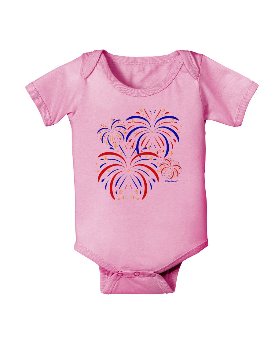 Patriotic Fireworks with Bursting Stars Baby Romper Bodysuit by TooLoud-Baby Romper-TooLoud-White-06-Months-Davson Sales