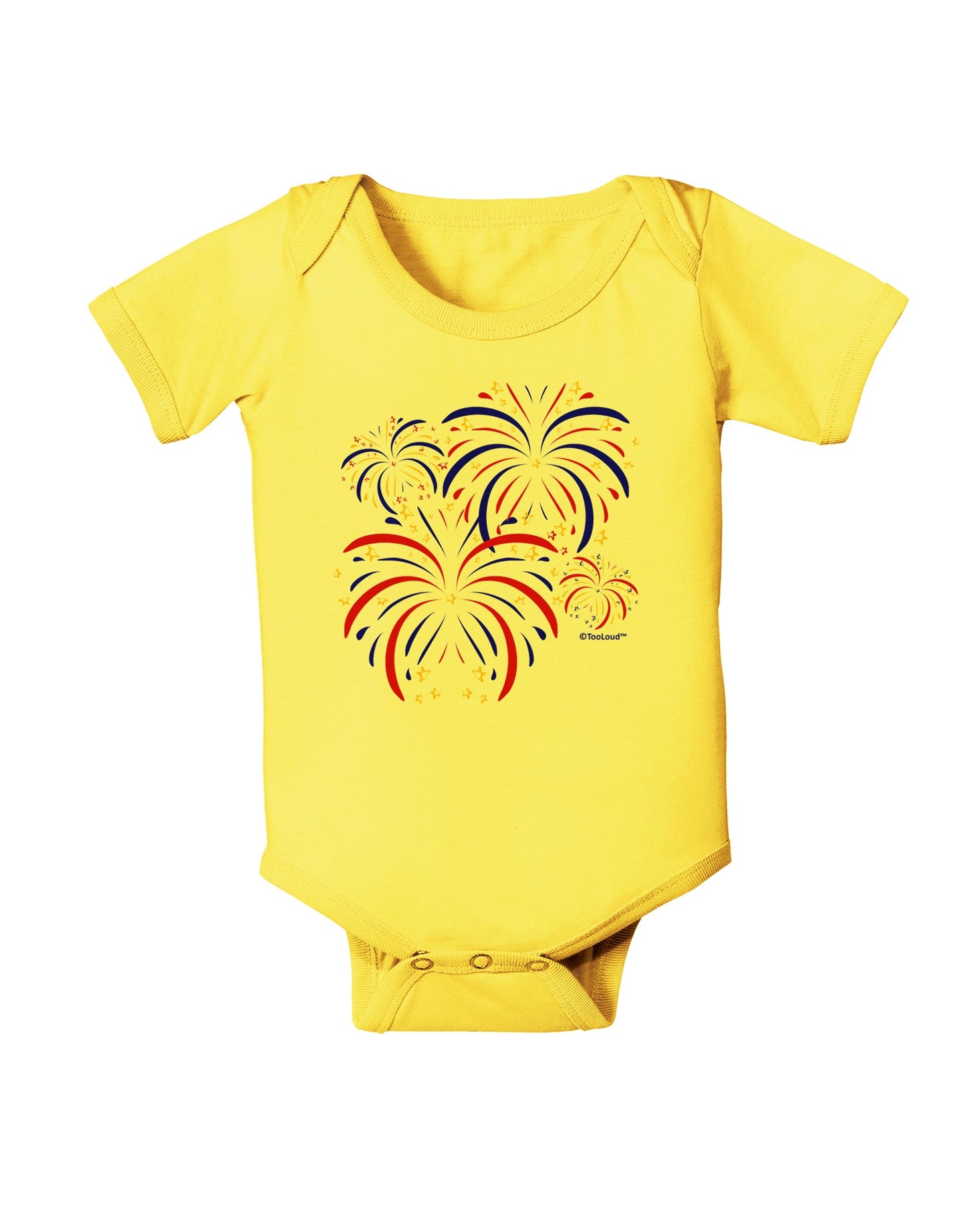 Patriotic Fireworks with Bursting Stars Baby Romper Bodysuit by TooLoud-Baby Romper-TooLoud-Yellow-06-Months-Davson Sales