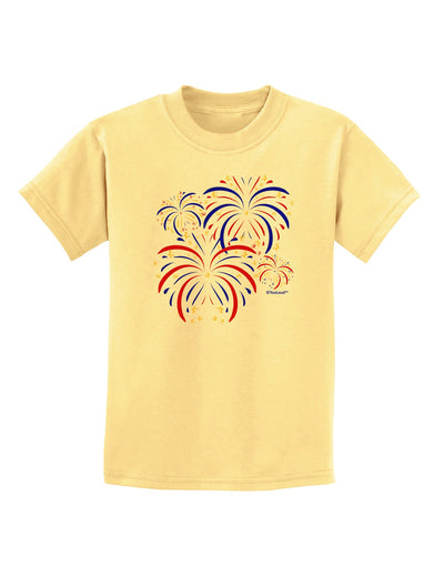 Patriotic Fireworks with Bursting Stars Childrens T-Shirt by TooLoud-Childrens T-Shirt-TooLoud-Daffodil-Yellow-X-Small-Davson Sales