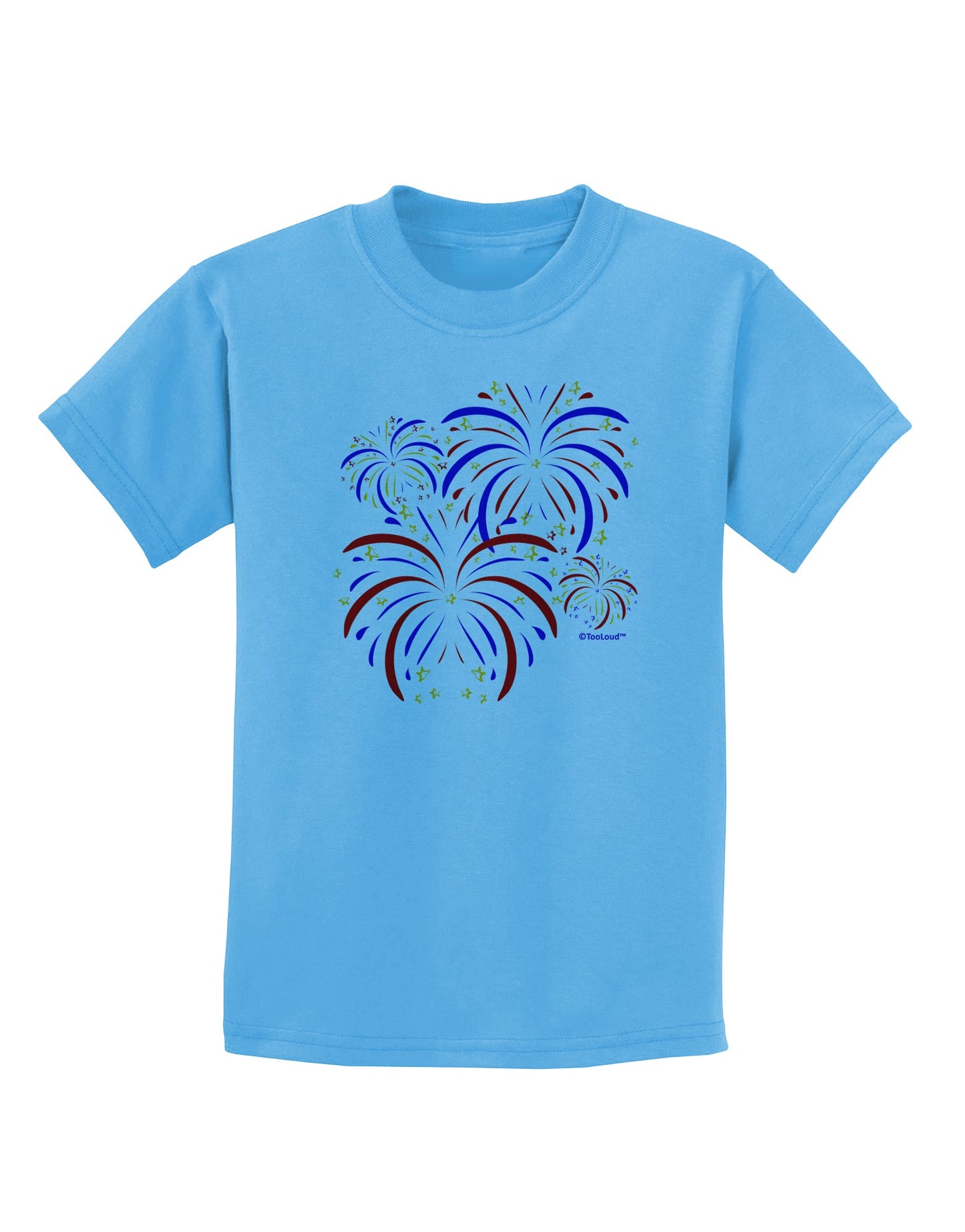 Patriotic Fireworks with Bursting Stars Childrens T-Shirt by TooLoud-Childrens T-Shirt-TooLoud-Aquatic-Blue-X-Small-Davson Sales