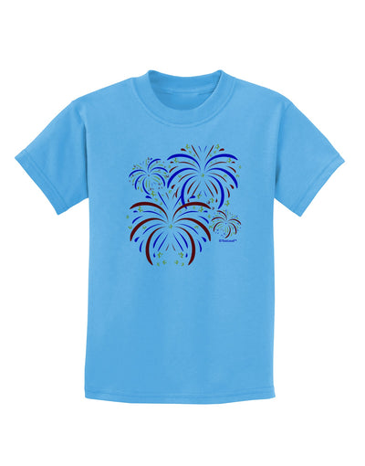 Patriotic Fireworks with Bursting Stars Childrens T-Shirt by TooLoud-Childrens T-Shirt-TooLoud-Aquatic-Blue-X-Small-Davson Sales