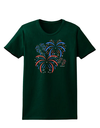 Patriotic Fireworks with Bursting Stars Womens Dark T-Shirt by TooLoud-Womens T-Shirt-TooLoud-Forest-Green-Small-Davson Sales