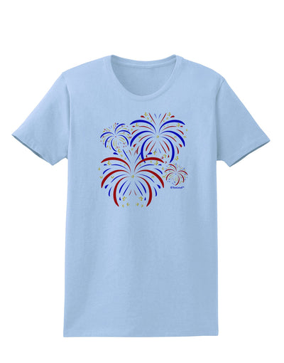 Patriotic Fireworks with Bursting Stars Womens T-Shirt by TooLoud-Womens T-Shirt-TooLoud-Light-Blue-X-Small-Davson Sales