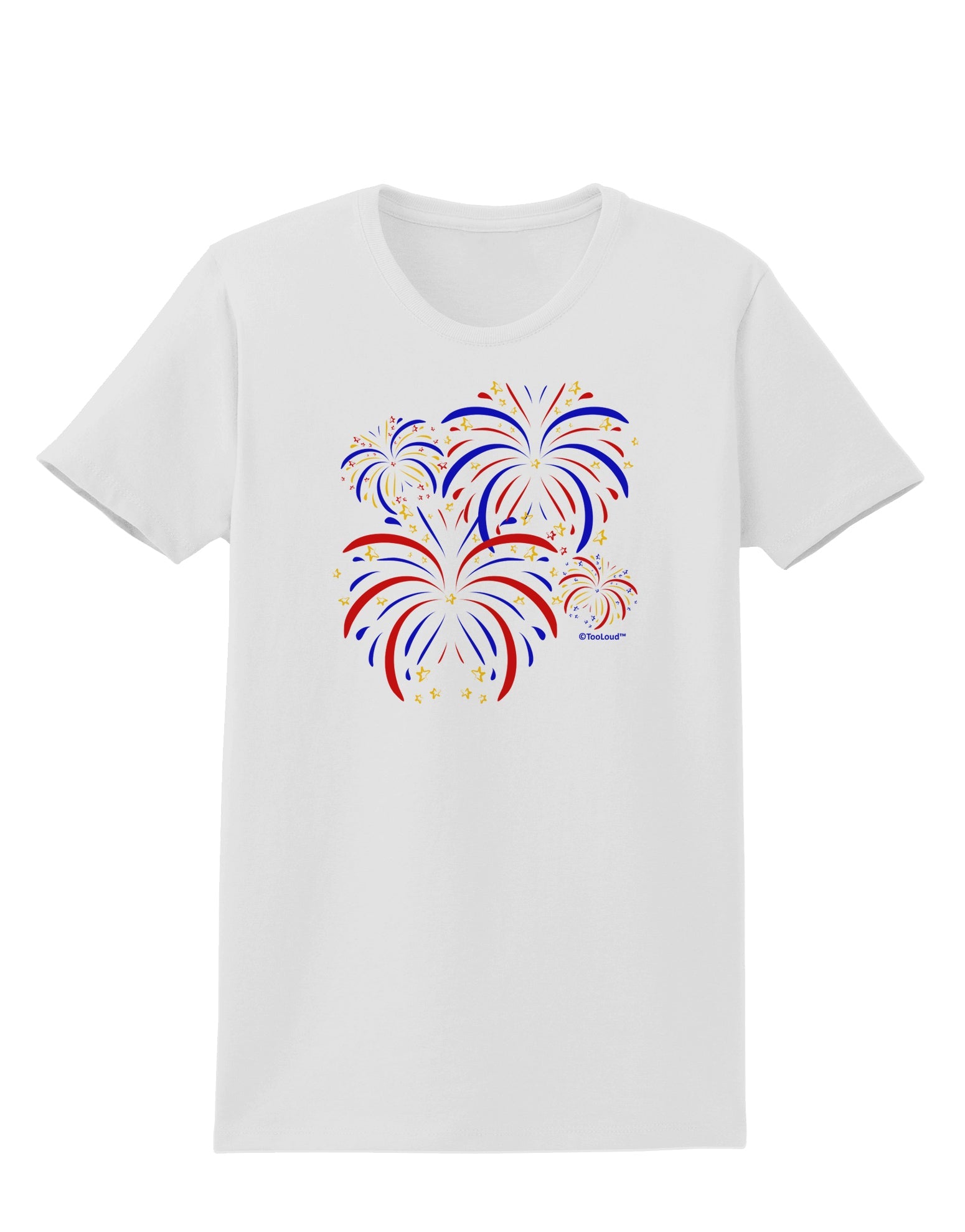 Patriotic Fireworks with Bursting Stars Womens T-Shirt by TooLoud-Womens T-Shirt-TooLoud-White-X-Small-Davson Sales