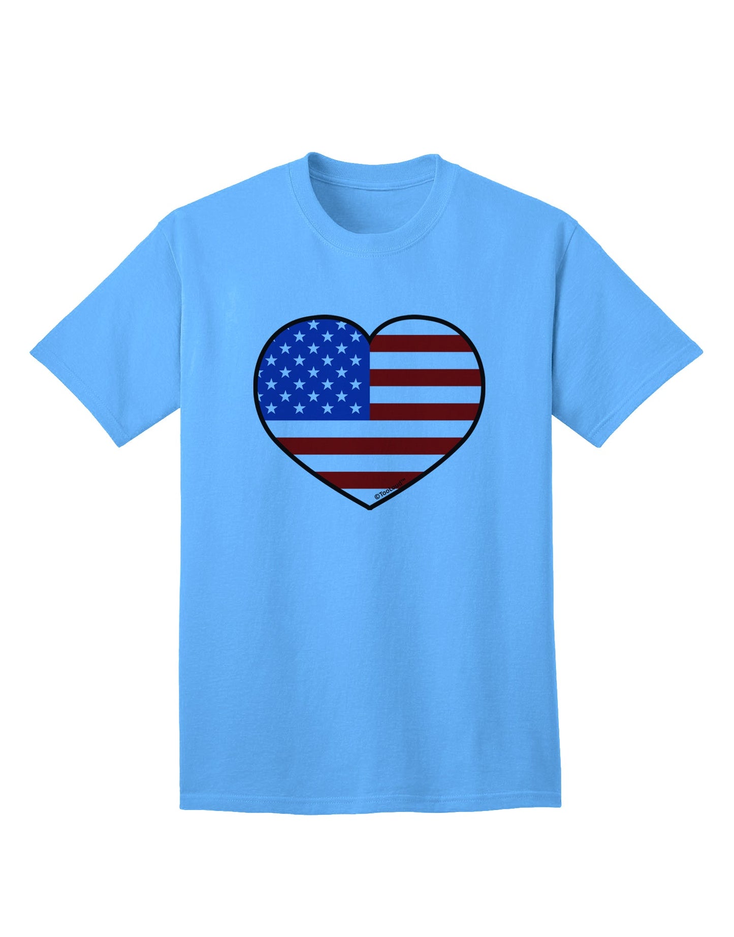 Patriotic Heart Design Adult T-Shirt featuring the American Flag by TooLoud-Mens T-shirts-TooLoud-Aquatic-Blue-Small-Davson Sales