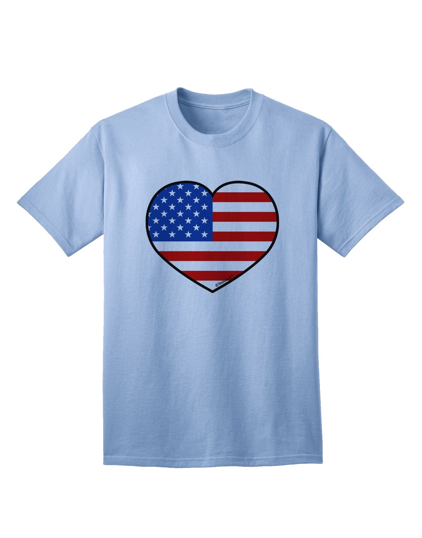 Patriotic Heart Design Adult T-Shirt featuring the American Flag by TooLoud-Mens T-shirts-TooLoud-Light-Blue-Small-Davson Sales