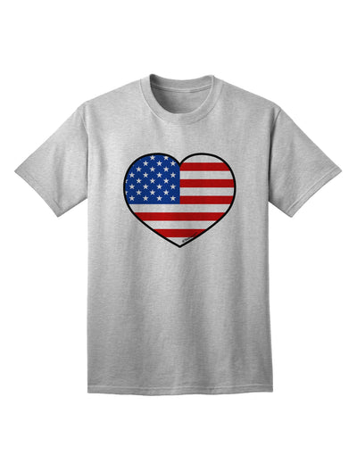 Patriotic Heart Design Adult T-Shirt featuring the American Flag by TooLoud