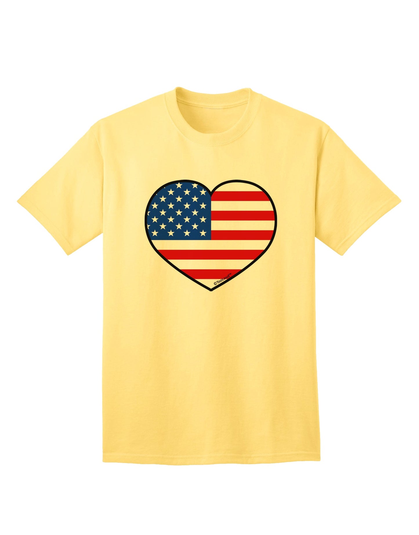 Patriotic Heart Design Adult T-Shirt featuring the American Flag by TooLoud-Mens T-shirts-TooLoud-Yellow-Small-Davson Sales