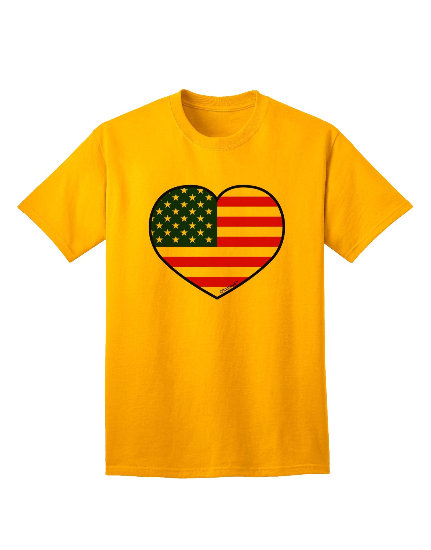 Patriotic Heart Design Adult T-Shirt featuring the American Flag by TooLoud-Mens T-shirts-TooLoud-Gold-Small-Davson Sales