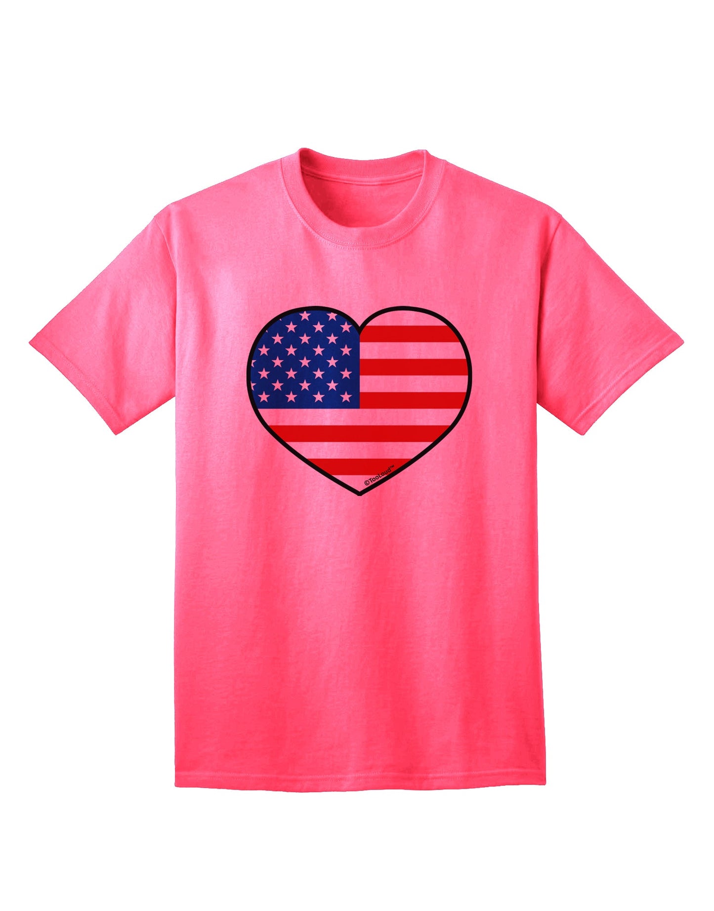 Patriotic Heart Design Adult T-Shirt featuring the American Flag by TooLoud-Mens T-shirts-TooLoud-Neon-Pink-Small-Davson Sales