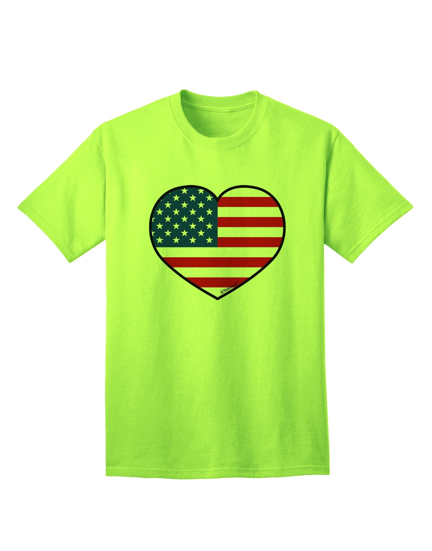 Patriotic Heart Design Adult T-Shirt featuring the American Flag by TooLoud-Mens T-shirts-TooLoud-Neon-Green-Small-Davson Sales
