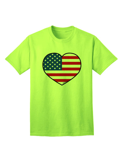 Patriotic Heart Design Adult T-Shirt featuring the American Flag by TooLoud