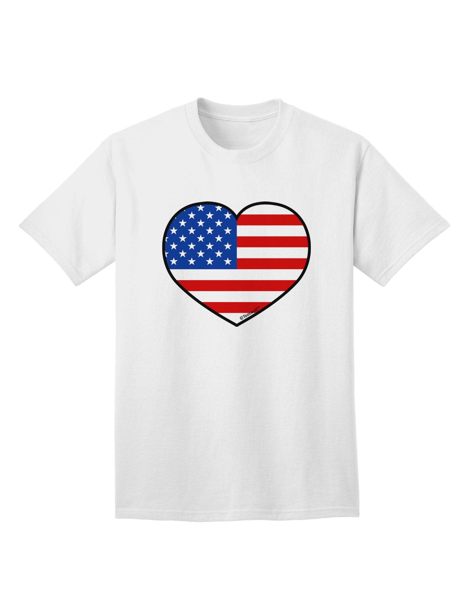 Patriotic Heart Design Adult T-Shirt featuring the American Flag by TooLoud-Mens T-shirts-TooLoud-White-Small-Davson Sales