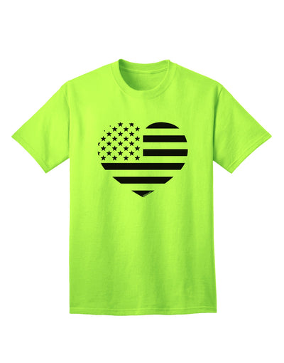 Patriotic Heart Design - Stamp Style Adult T-Shirt by TooLoud-Mens T-shirts-TooLoud-Neon-Green-Small-Davson Sales