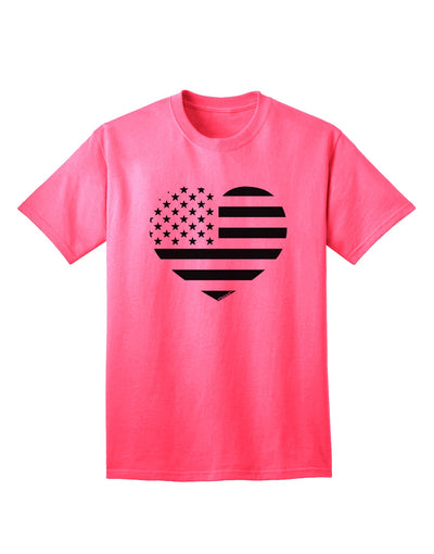 Patriotic Heart Design - Stamp Style Adult T-Shirt by TooLoud-Mens T-shirts-TooLoud-Neon-Pink-Small-Davson Sales