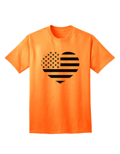 Patriotic Heart Design - Stamp Style Adult T-Shirt by TooLoud-Mens T-shirts-TooLoud-Neon-Orange-Small-Davson Sales
