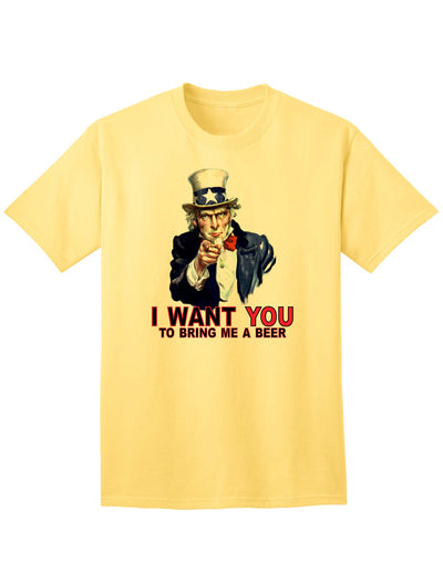 Patriotic Themed Adult T-Shirt - Uncle Sam, Bring Me a Beer-Mens T-shirts-TooLoud-Yellow-Small-Davson Sales