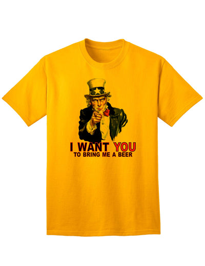 Patriotic Themed Adult T-Shirt - Uncle Sam, Bring Me a Beer-Mens T-shirts-TooLoud-Gold-Small-Davson Sales