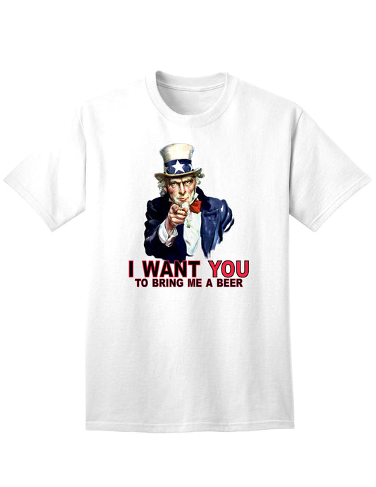 Patriotic Themed Adult T-Shirt - Uncle Sam, Bring Me a Beer-Mens T-shirts-TooLoud-White-Small-Davson Sales