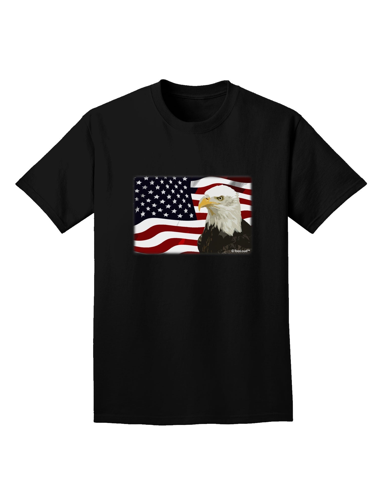 Patriotic USA Flag with Bald Eagle Adult Dark T-Shirt by TooLoud-Mens T-Shirt-TooLoud-Black-Small-Davson Sales