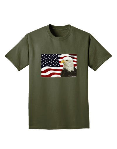 Patriotic USA Flag with Bald Eagle Adult Dark T-Shirt by TooLoud-Mens T-Shirt-TooLoud-Military-Green-Small-Davson Sales