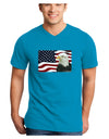 Patriotic USA Flag with Bald Eagle Adult Dark V-Neck T-Shirt by TooLoud-Mens V-Neck T-Shirt-TooLoud-Turquoise-Small-Davson Sales