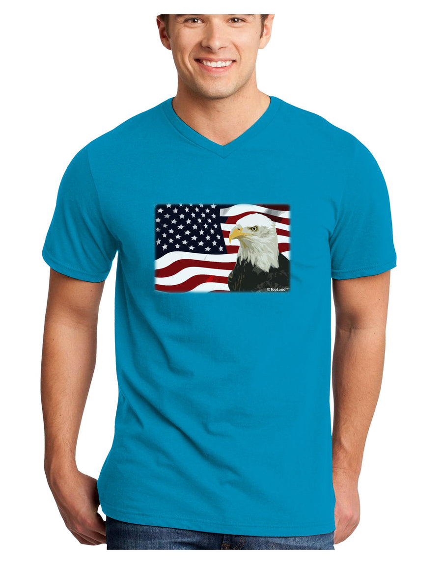Patriotic USA Flag with Bald Eagle Adult Dark V-Neck T-Shirt by TooLoud-Mens V-Neck T-Shirt-TooLoud-Black-Small-Davson Sales